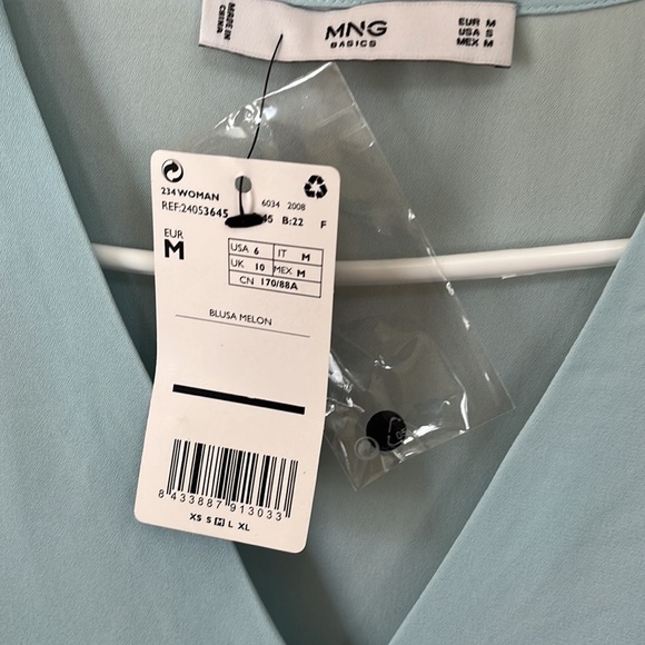 MANGO Light Blue Crewneck Blouse Size M - Picture 3 of 13
